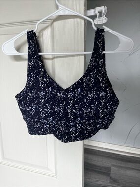 Navy terrazzo monarch sports bra